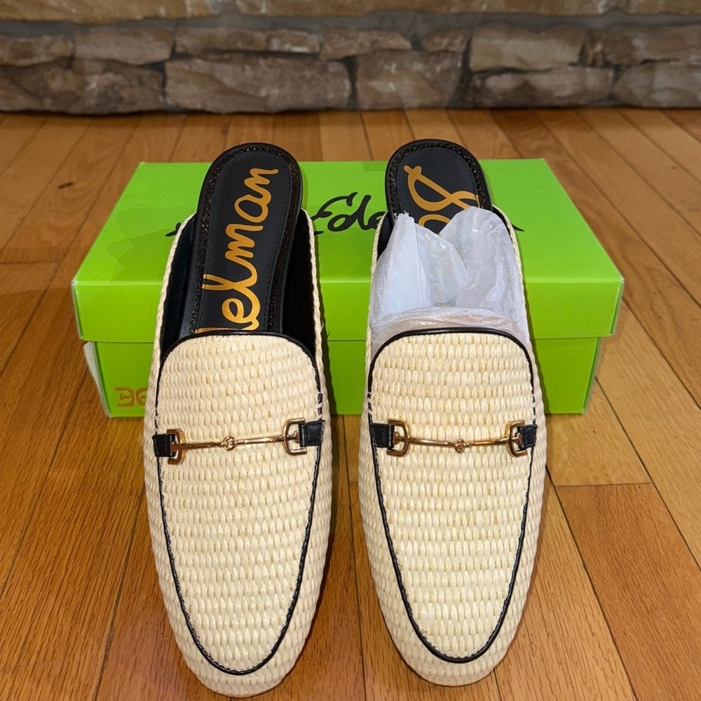 SAM EDELMAN Linnie Mule Woven Tan Loafers